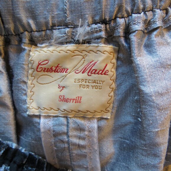 Custom Made Velveteen Gray & Burgundy Pants Burn Out Elastic Waist Size Medium - Picture 5 of 5